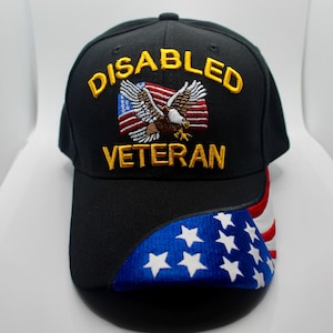Disabled Veteran Hat. Veteran Black Cap. Vet Hat. Proud Veteran Cap. Adjustable & Comfortable, USA Patriotic. Christmas Gift For Veterans
