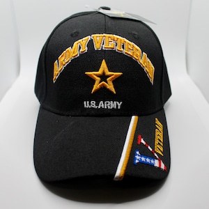 U.S. Army Veteran Hat. Army Star Black Hat. Army Baseball Hat. US Hat. Officially Licensed United States Army Logo Embroidered Baseball Cap