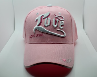 Love Hat. I Love Jesus Baseball Cap. Christian Pink Hat. Jesus Trucker Hat. Jesus Hat Gift. I Love Jesus Embroidered Hat. Christian Gift