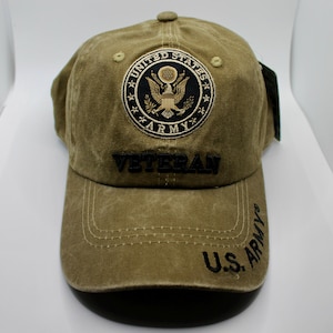 Veteran Army Hat. Army Logo Brown Hat. US Army Baseball Hat. US Hat. Officially Licensed United States Army Veteran Embroidered Baseball Cap
