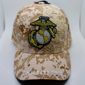 U.S. Marines Hat. Big Marine Corps Logo Camo Hat. Officially Licensed United States Marine Embroidered Cap. The Few, the Proud Marines Hat.