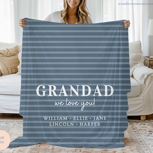 Custom Grandad Blanket, Personalized Fathers Day Blanket Kids Names, Custom Papa Blanket, Grandpa Fathers Day Gift, Personal Dad Blanket