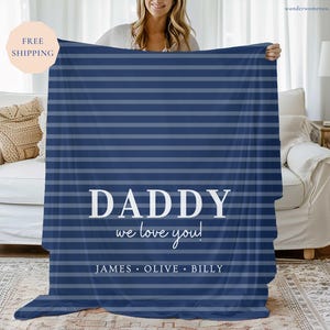Custom Fathers Day Blanket, Personalized Dad Blanket from Kids, Custom Dad Birthday Gift, Fathers Day Gift for Grandad Blanket, Papa Blanket