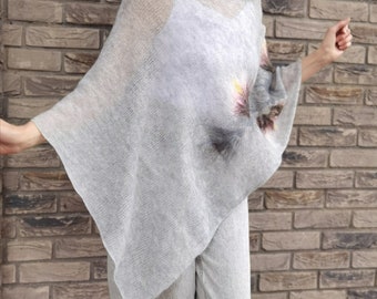 Handmade Knitted Light Poncho |  Shrug