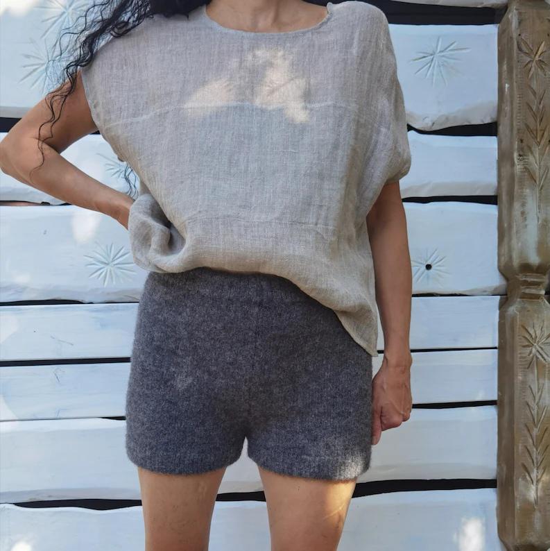 Unisex Wool shorts Natural warm and thick woolen clothes Handmade