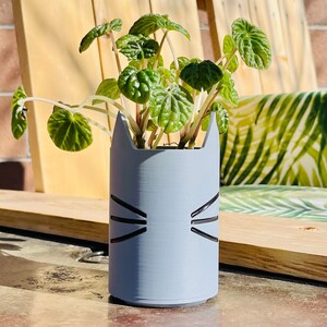 Cat Planter For Gift For Mom For Girlfriend Planter Gift For Cat Lover Black Cat 3D Printed image 1