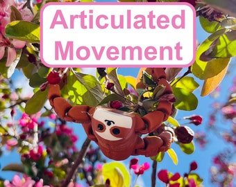 Articulated Animal Sloth Toy For Kid Birthday Gift For Sloth Lover Decor For Plants | 3D Printed