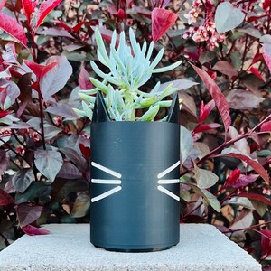 Cat Planter For Gift For Mom For Girlfriend Planter Gift For Cat Lover Black Cat 3D Printed image 2