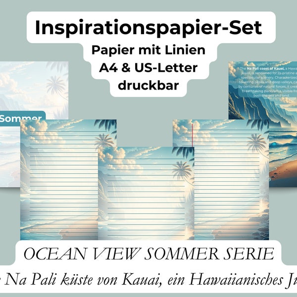 INSPIRATIONSPAPIER set. Notizpapier, liniertes Schreibpapier, druckbar, digital, PDF. Nur für den persönlichen Gebrauch.