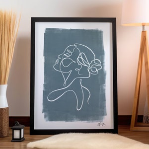 Young Woman Line Drawing, Digital Download, Elegant Lady Wall Art, Abstract One Line sketch, Minimalist Single Line Painting, Female Artwork