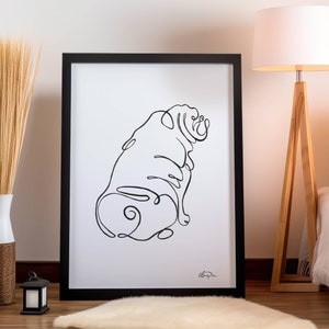 Bulldog Line Art Print, Line Drawing, Hand-painted, Abstract Single Line Painting, Dog Wall Art, Line Art Print, Dog Print, Bulldog