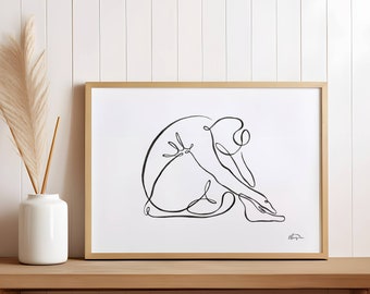 Stampa artistica astratta di linea femminile - Ritratto moderno minimalista da parete, download digitale