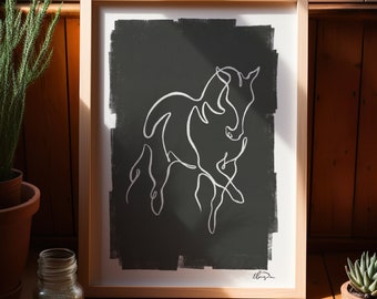 Minimalist Horse Line Art Print, Single Line Drawing, Modern Printable Decor (Digital Download)