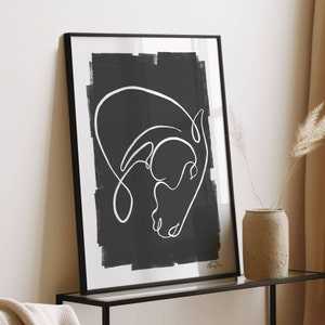 Horse Line Art, Line Drawing Print, Equine Artwork, Abstract One Line sketch, Minimalist Single Line Painting, Home Décor, Horse Wall Art