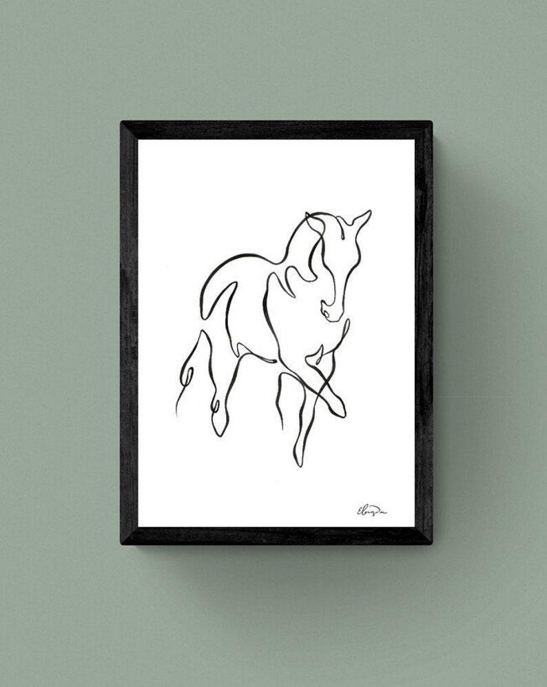 Horse Line Art Print – Minimalist Equestrian Wall Art – Abstract One ...