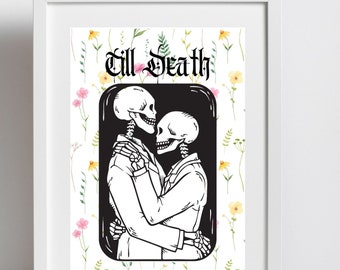 Till death floral skeleton print