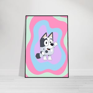 Custom Personalised Bluey-Themed Digital Illustration | Colourful Wall Art | Printable Digital Art | Custom Background & Charecters
