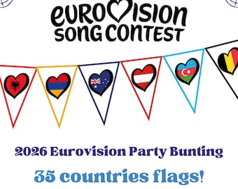 2026 Eurovision Party Bunting: Printable Flags of Participating Countries - Instant Download - Eurovision Song Contest Watch Party - Vienna