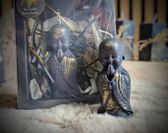 Black and Gold Praying Monk Candle