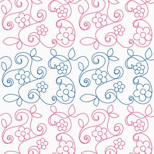 LILY – Patrón digital de acolchado longarm floral E2E  | Digital quilting pantograph