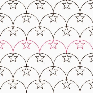 CONCHIGLIA CON STELLE – Modello digitale per quilting a braccio lungo Sashiko E2E con stelle | Pantografo per quilting giapponese