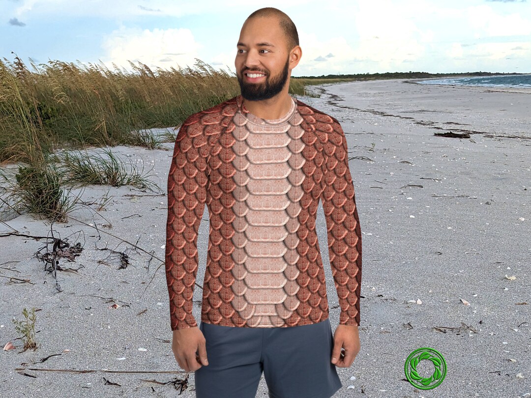 Copper Reptile Men's Rash Guard, Visually Striking Snake Skin or Dragon ...