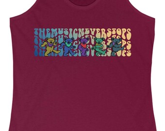 Racerback Tank, Grateful Dead Inspired, Jerry Garcia Music Lover Tank Top, Women's Summer Sleeveless Shirt, Concert Fashion Apparel,