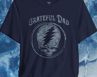 Grateful Dad Skull Stealie Bolt T-Shirt | Father's Day New Dad