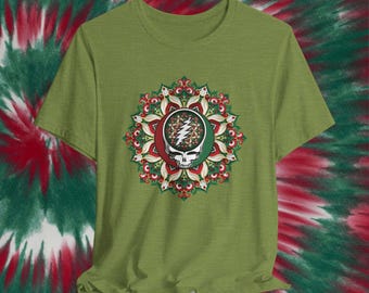 Camiseta de mandala navideña "Roba tu cara" / Grateful Dead Deadhead