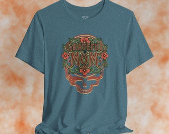 Camiseta con calavera "Mamá Agradecida" / Camiseta Bella Canvas para el Día de la Madre / Regalo vintage floral inspirado en Grateful Dead para mamá