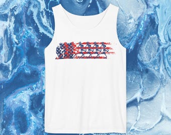 Patriotic Dancing Skeletons Tank Top, Americana Festival Tank, Fourth of July Concert Tank, Retro Red White Blue Summer Tank, Comfort Colors