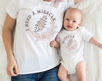 Body de bebé Miracle Design, inspirado en Grateful Dead, conjunto a juego para mamá, papá y yo, regalo para baby shower, mono hippie para bebé.