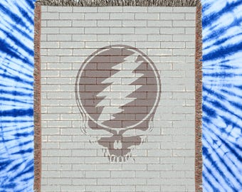 Manta tejida "Roba tu cara" / Manta con rayo de Grateful Dead