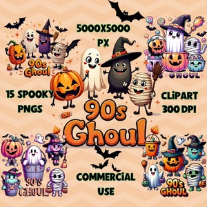 90s Ghoul Halloween PNG, 90s Retro Halloween Shirt Design, Spooky Season PNG, Cute Halloween Design, Halloween Bucket Digital Download