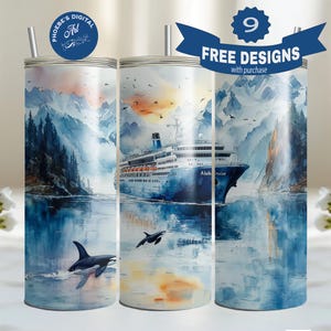 Alaska Cruise Tumbler Wrap 20 oz Sublimation Design, 20oz Skinny Tumbler Digital Download PNG, Alaskan Cruise Design