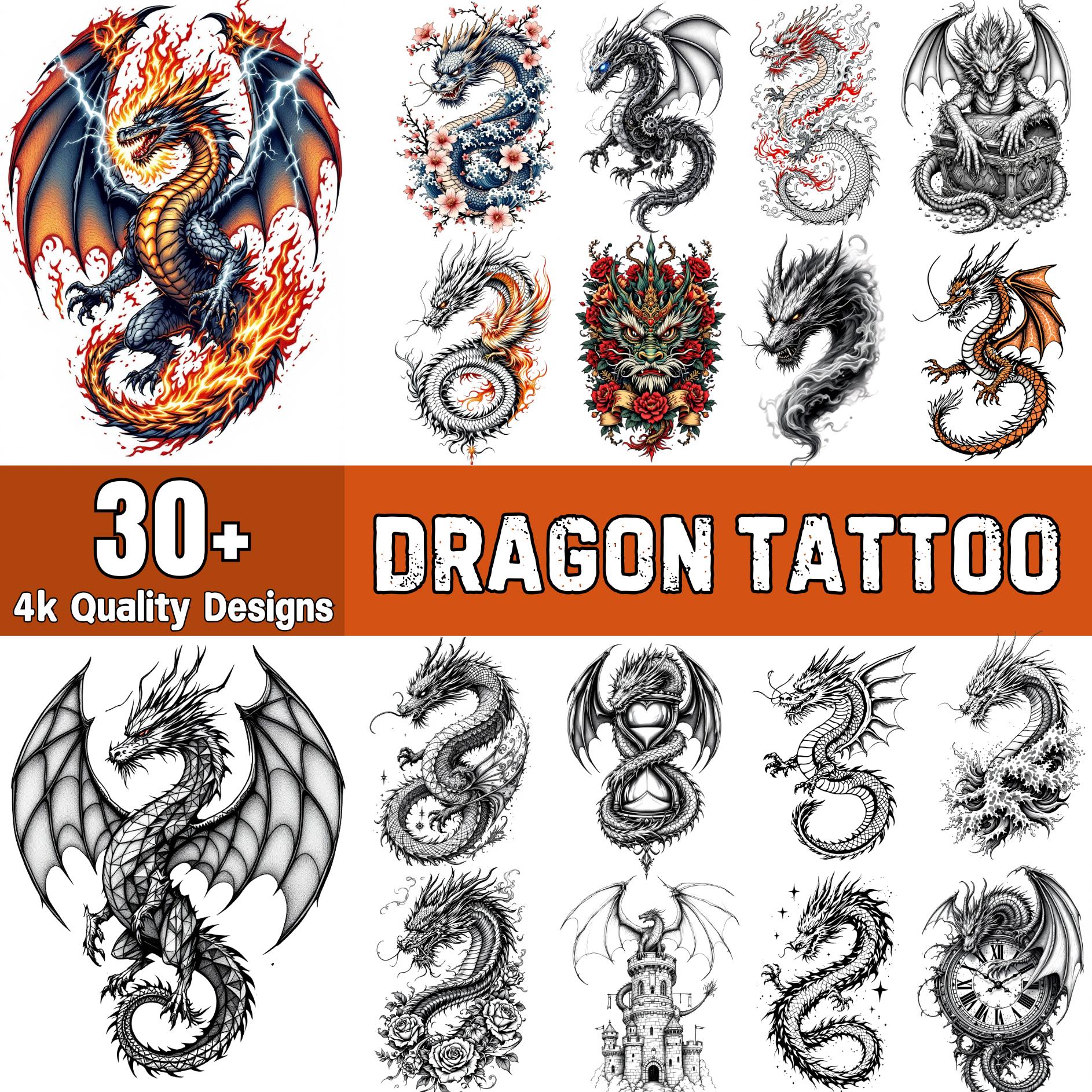 Small dragon tattoo - Etsy México, image size:1886x1886