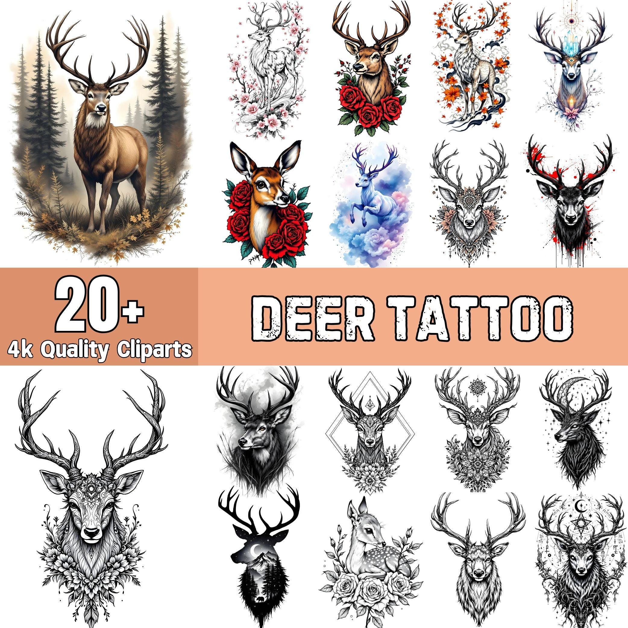 Hert tattoo - Etsy België, image size:2084x2084