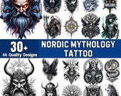 Nordic Mythology Tattoo Designs: Viking Art Bundle (Digital Download)