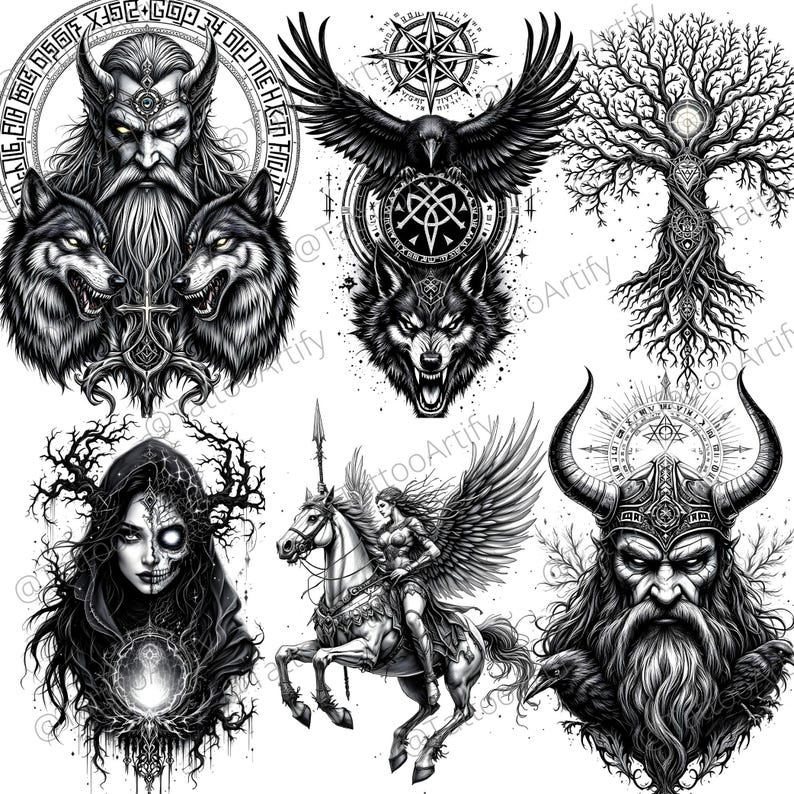 30 Nordic Mythology Tattoo Designs Nordic Mythology Cliparts Digital ...