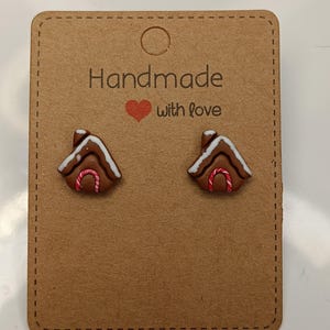 Snowy Gingerbread house studded earrings
