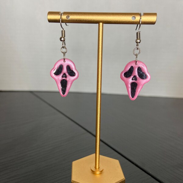 PInk ghostface dangle earrings