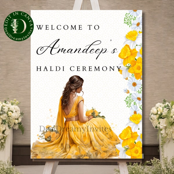 Bride Haldi Welcome Sign Maiyaan welcome sign Maiyan ceremony sign Haldi signs Haldi Welcome sign Maiyaan Signs Haldi welcome poster Canav