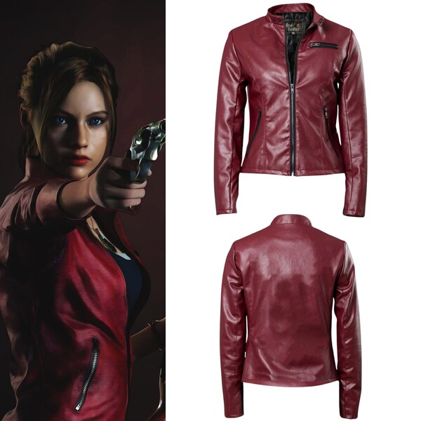 Claire Redfield Resident Evil 2 Leather Jacket , Halloween Cosplay Costume
