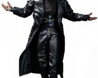 Trench-coat en cuir gothique steampunk The Crow Eric Draven pour hommes