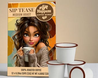 Sip Happens Coffee Works | Medium Roast | Fresh Roasted Specialty Coffee | Coffee Pods | Funny Coffee Gift for Her | 12 Pack