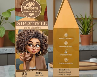 Sip Happens Coffee Works | Medium Roast | Fresh Roasted Specialty Coffee | Ground or Whole Bean | Funny Coffee Gift for Her