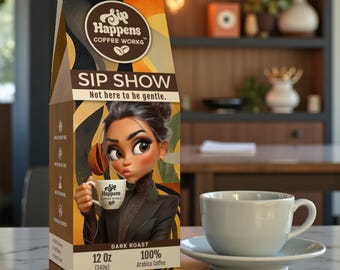 Sip Happens Coffee Works | Dark Roast | Fresh Roasted Specialty Coffee | Ground or Whole Bean | Funny Coffee Gift for Her