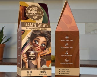 Sip Happens Coffee Works | Medium Roast | Fresh Roasted Specialty Coffee | Ground or Whole Bean | Funny Coffee Gift for Her