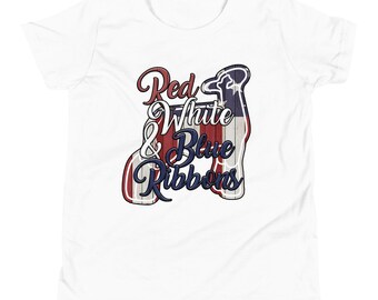 Red, White and Blue Ribbon - LAMB - Youth Short Sleeve T-Shirt