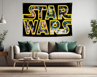 Star Wars Wall Tapestry, Star Wars Movie Collage Poster, Galaxy Saga Wall Hanging, Sci-Fi Room Decor